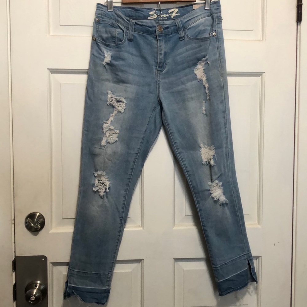 SEVEN7 Women’s Acid Wash Distressed Destructive Jeans Size 6